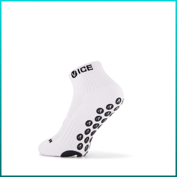 VICE white quarter-crew grip socks with gradient grip panels