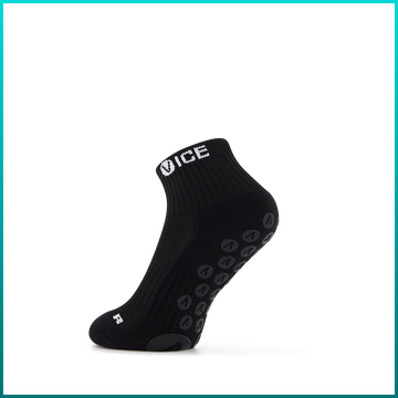 VICE black quarter-crew grip socks with gradient grip panels
