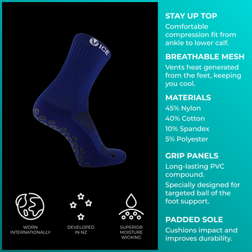 Grip Socks - Navy Crew